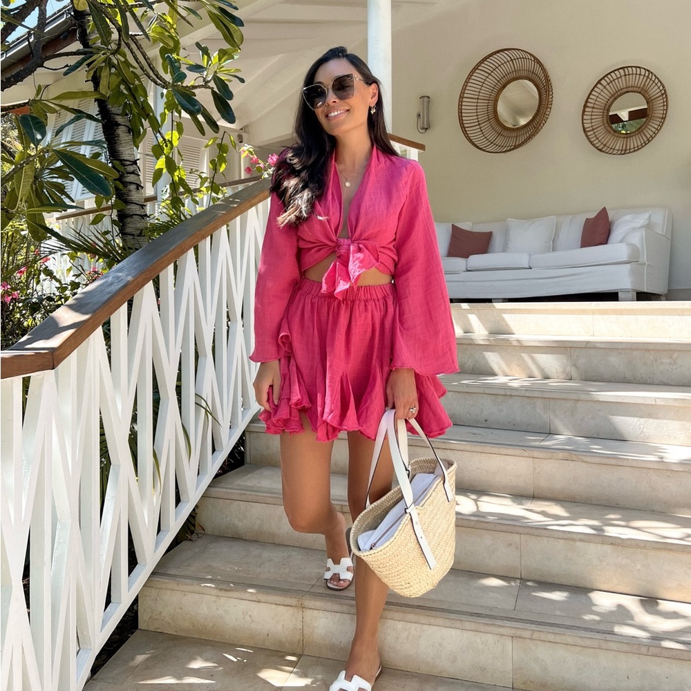 Skirt and Top Set in Fuchsia Pink